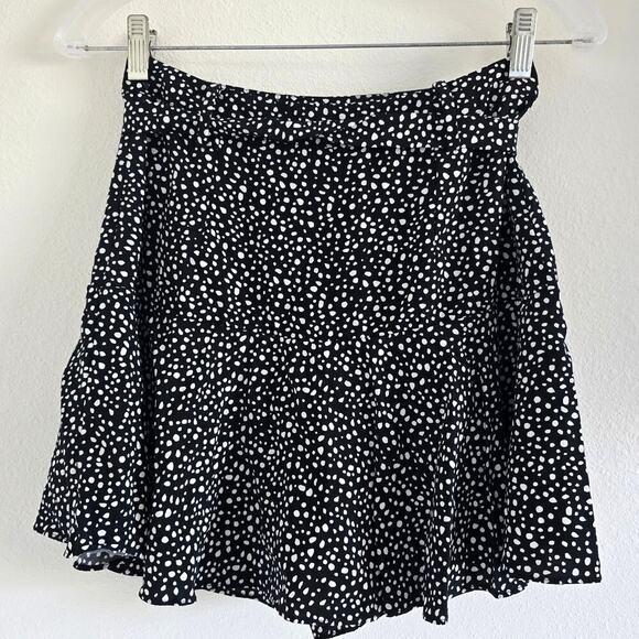 Allsaints Frida Splash Polka Dot Flare A-line Mini Skirt Black White Size 0 - Picture 3 of 7